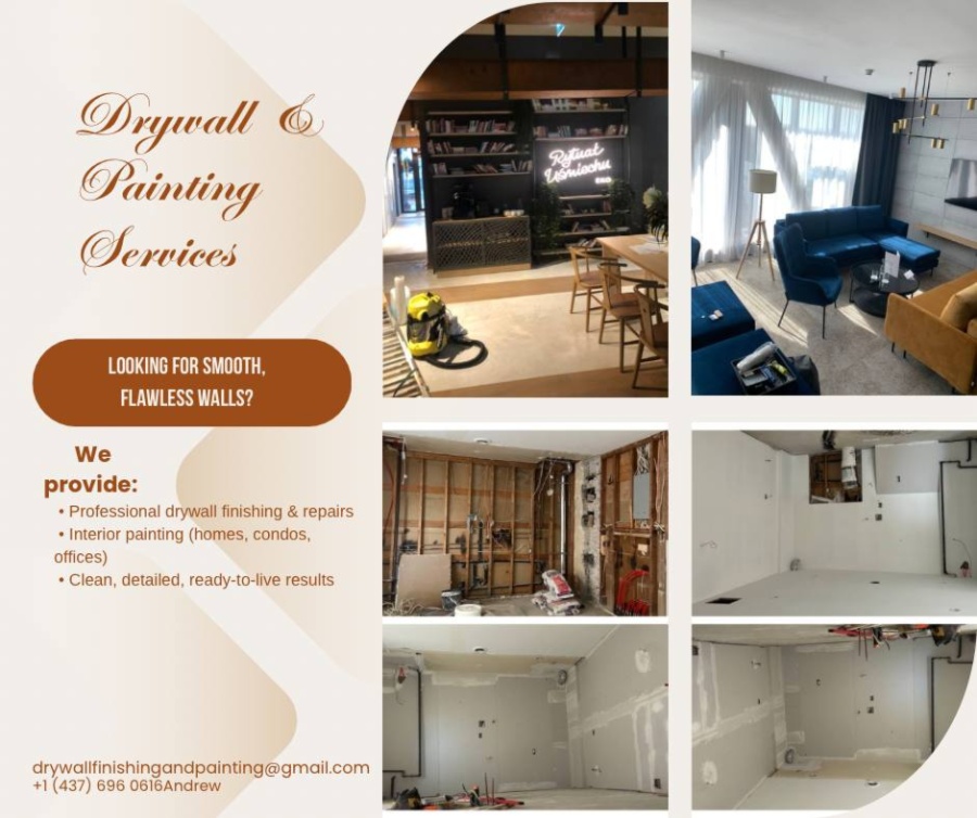 Шпаклёвка и малярные работы /Drywall &amp; Painting Services